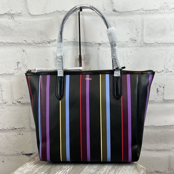 Fossil Sydney Tote Black Stripe - Picture 5 of 10